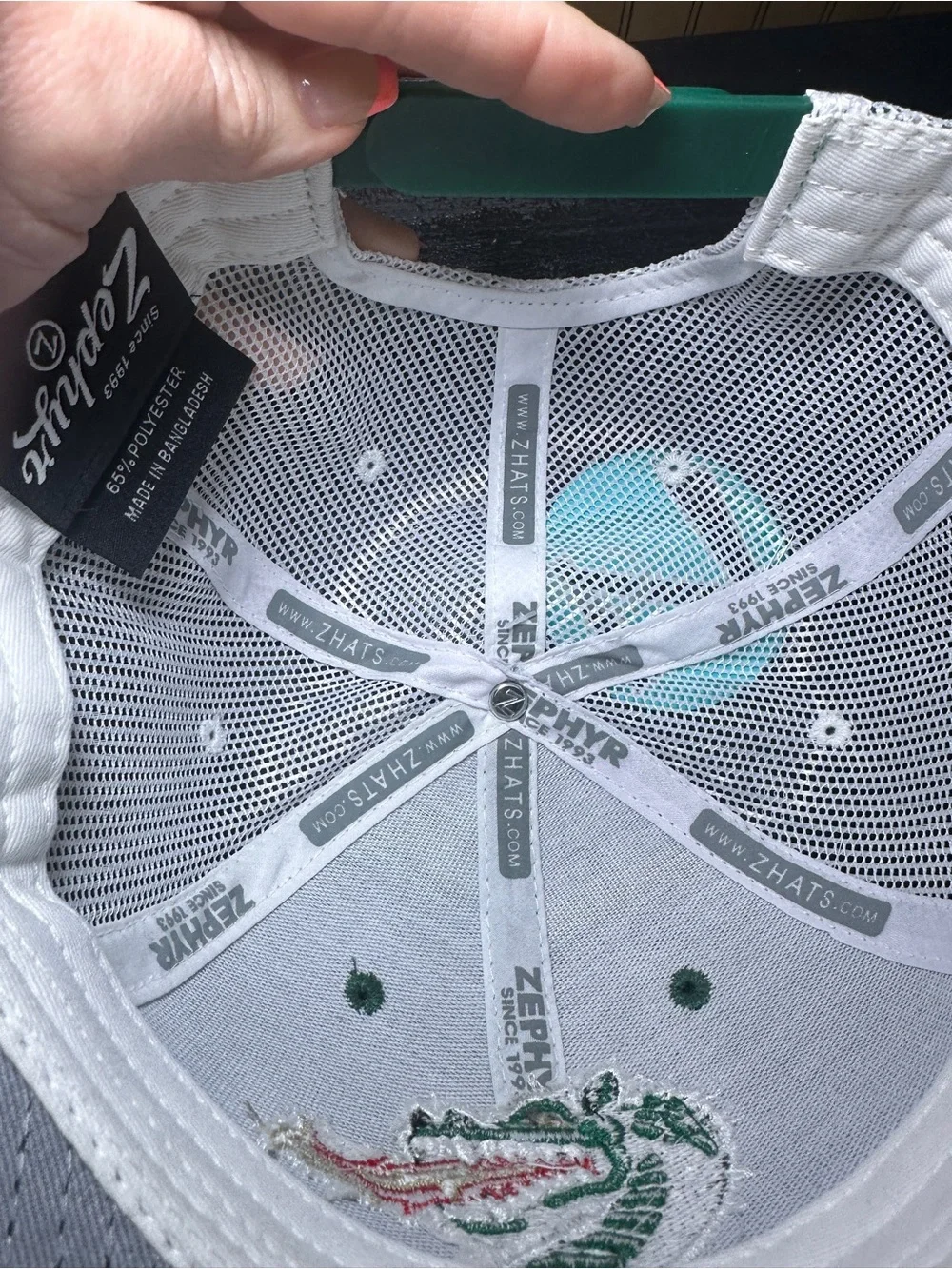 Zephyr UAB Blazer Adjustable Snapback Green White Hat with Dragon Logo